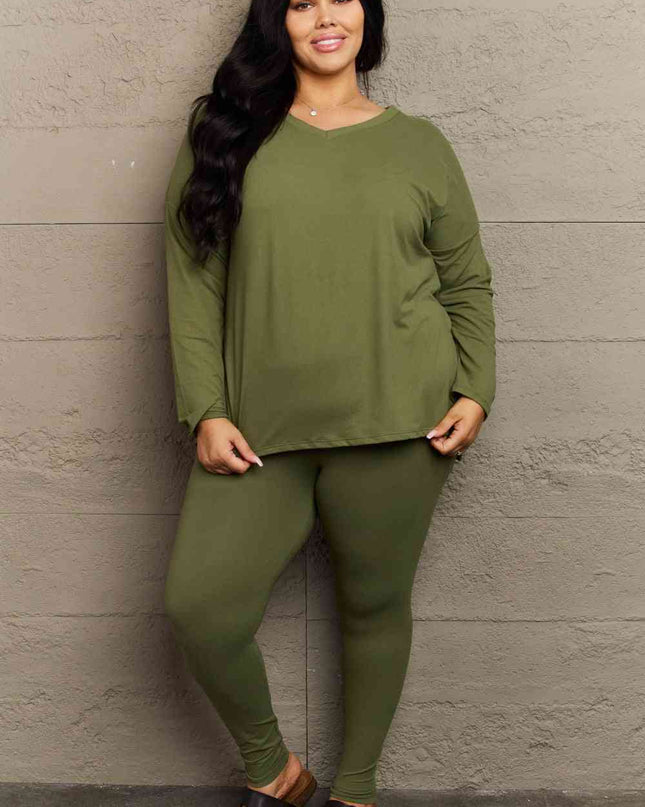 Zenana Lazy Days Full Size Long Sleeve and Leggings Set