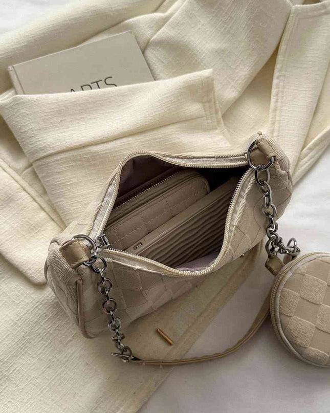 Printed Shoulder Bag and Round Wallet