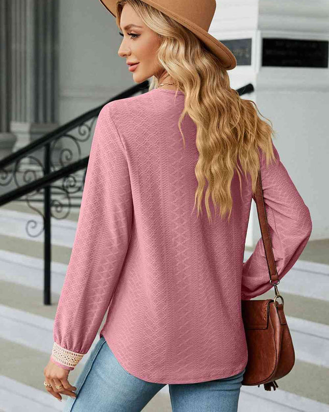 V-Neck Long Sleeve Blouse