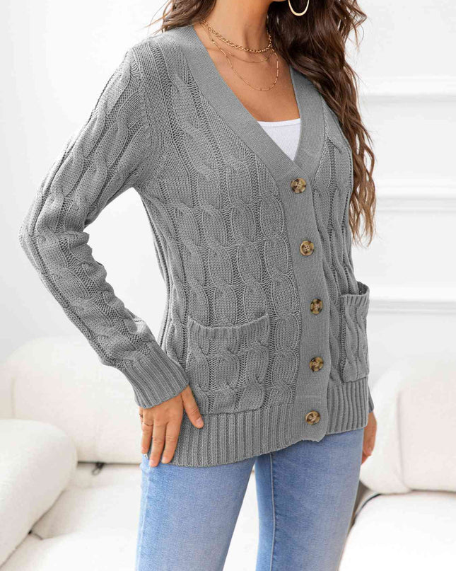 Button Down Cable-Knit Cardigan