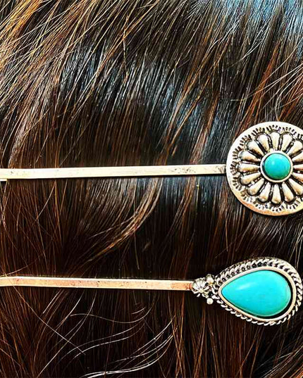 Turquoise Alloy Hairpin