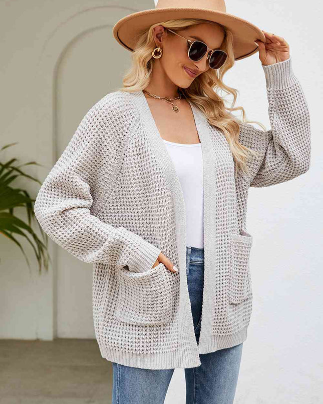 Open Front Long Sleeve Cardigan with Pockets
