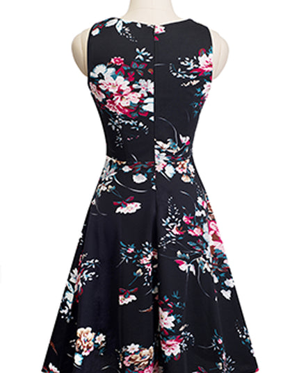 Printed Smocked Waist Sleeveless Dress
