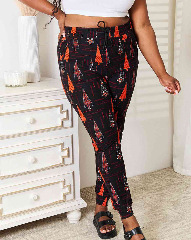Leggings Depot Full Size Holiday Tree Print Joggers