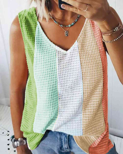 Color Block V-Neck Tank Top