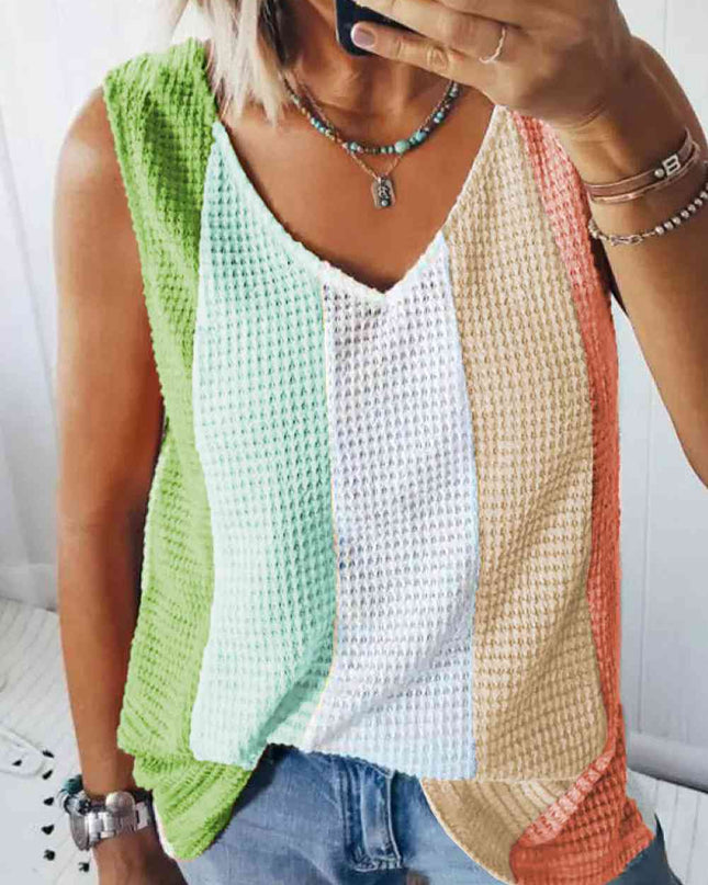 Color Block V-Neck Tank Top