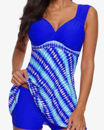 Two-Tone Sweetheart Neck Tankini Set