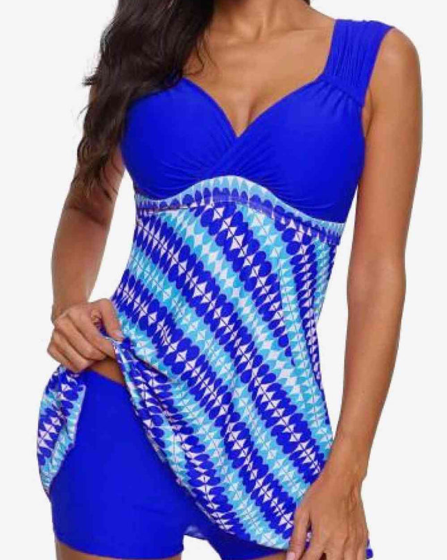 Two-Tone Sweetheart Neck Tankini Set