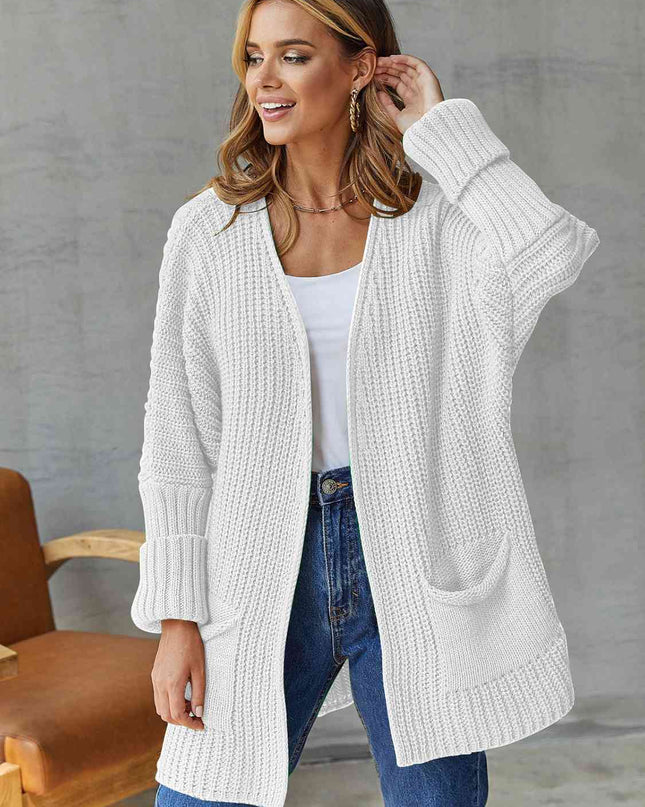 Open Front Long Sleeve Cardigan with Pockets