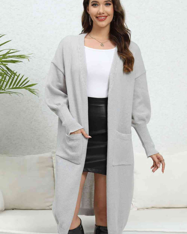 Open Front Dropped Shoulder Cardigan