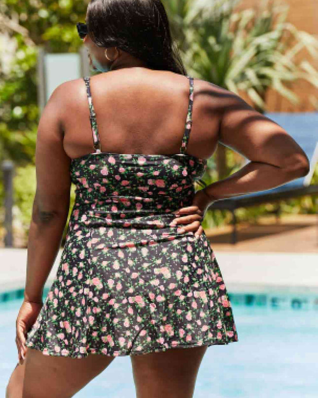 Marina West Swim Full Size Clear Waters Swim Dress in Black Roses