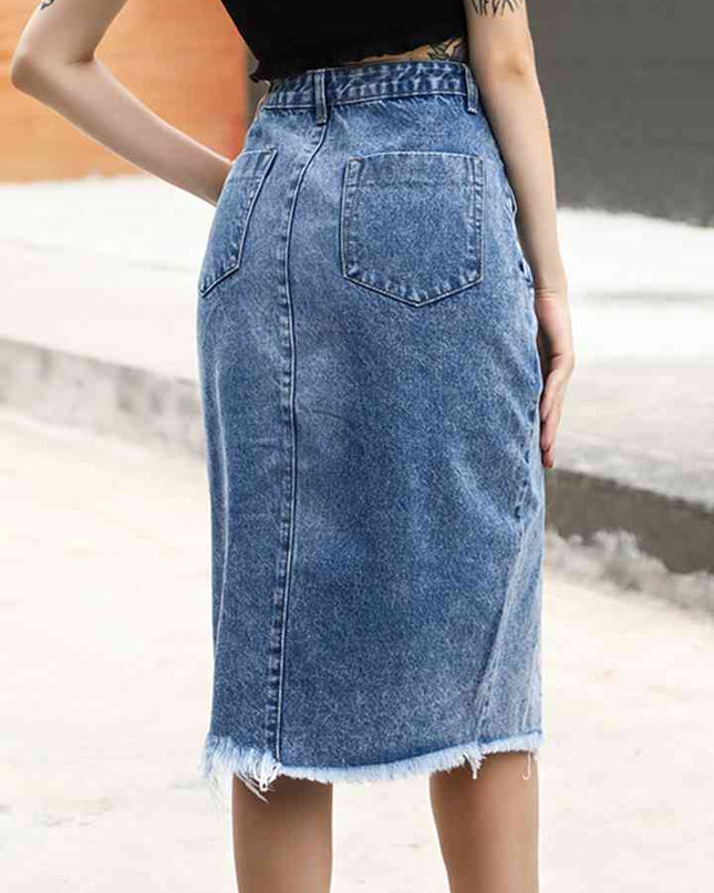 Slit Denim Skirt