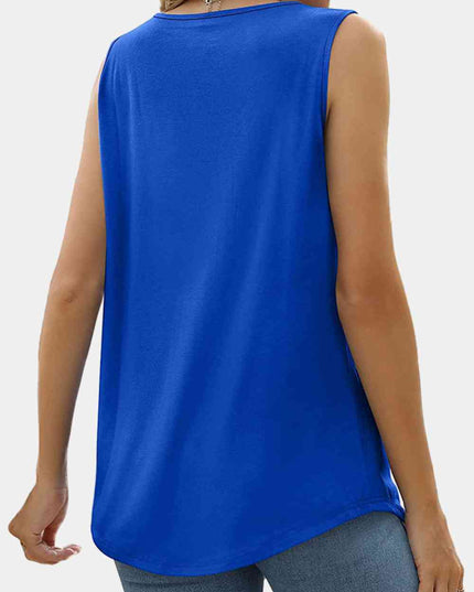 Square Neck Pleated Detail Tank