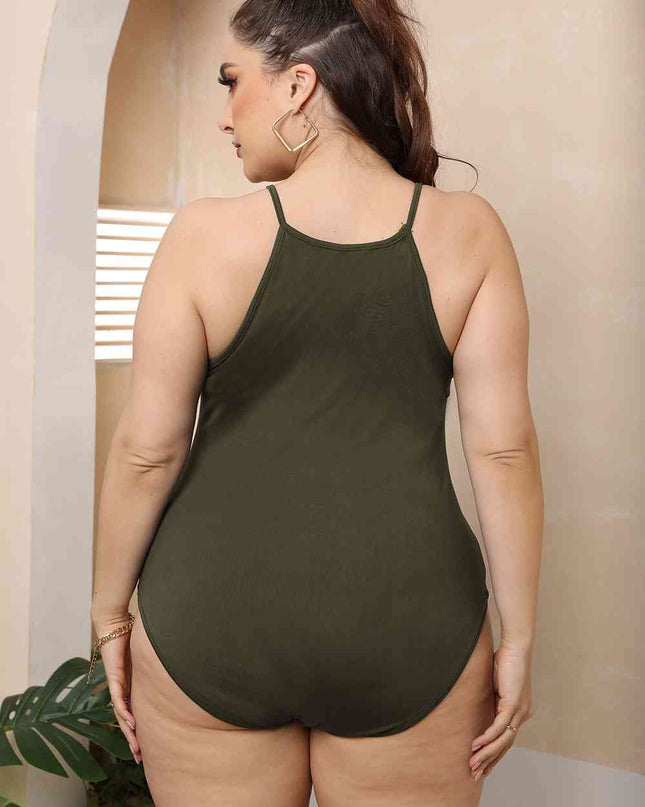 Plus Size Halter Neck Spaghetti Strap Bodysuit