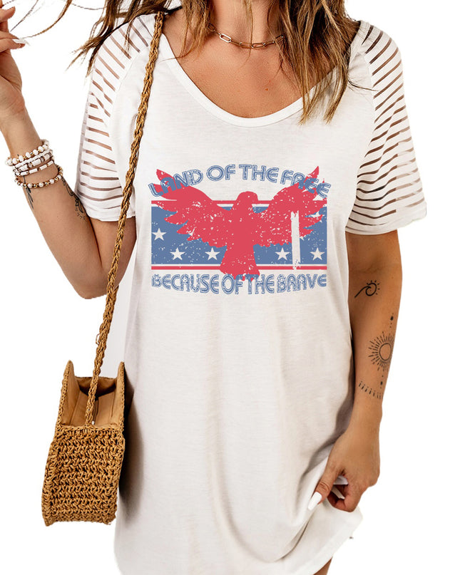Slogan Graphic Sheer Striped Sleeve Tee Dress