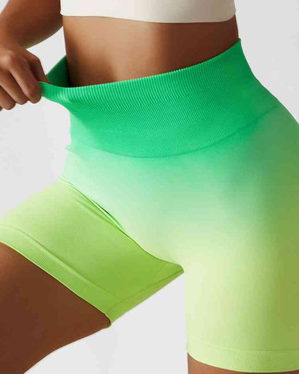 Gradient Wide Waistband Slim Fit Sports Shorts