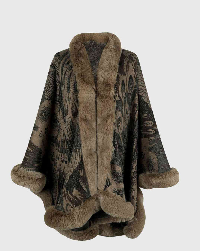 Printed Open Front Poncho