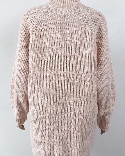 Mock Neck Dropped Shoulder Sweater Dress