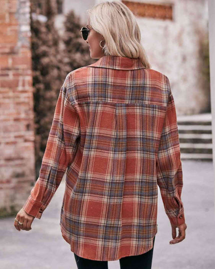 Plaid Dropped Shoulder Longline Shirt