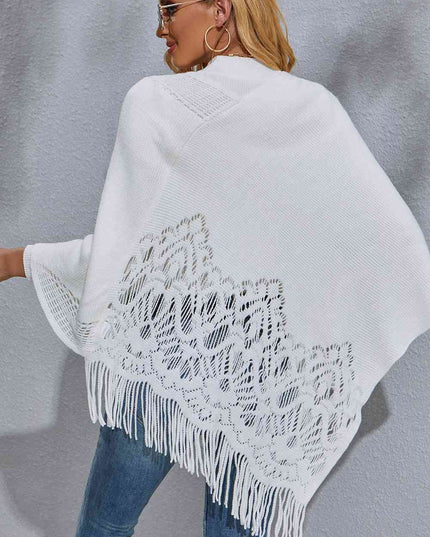 Round Neck Fringe Detail Poncho