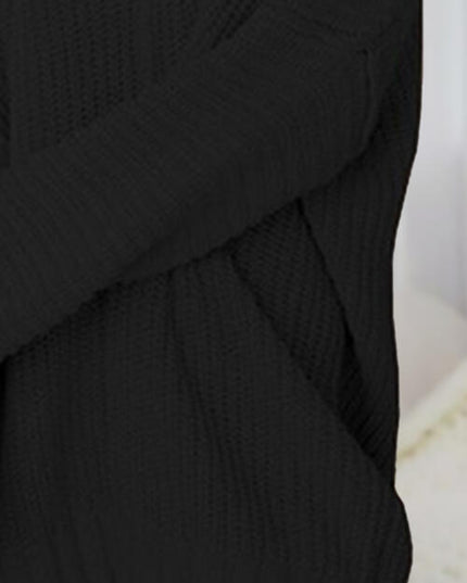 V-Neck Long Sleeve Mini Sweater Dress