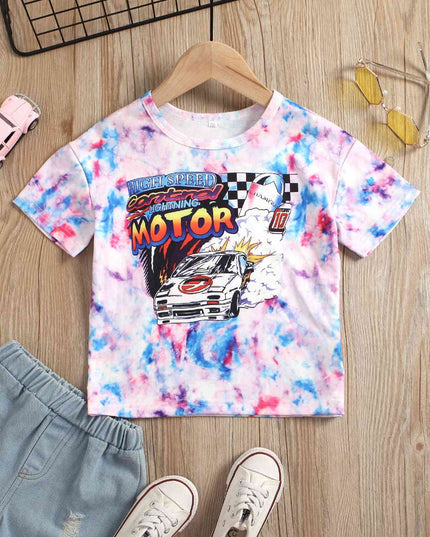 Graphic Tie-Dye Round Neck Short Sleeve Tee