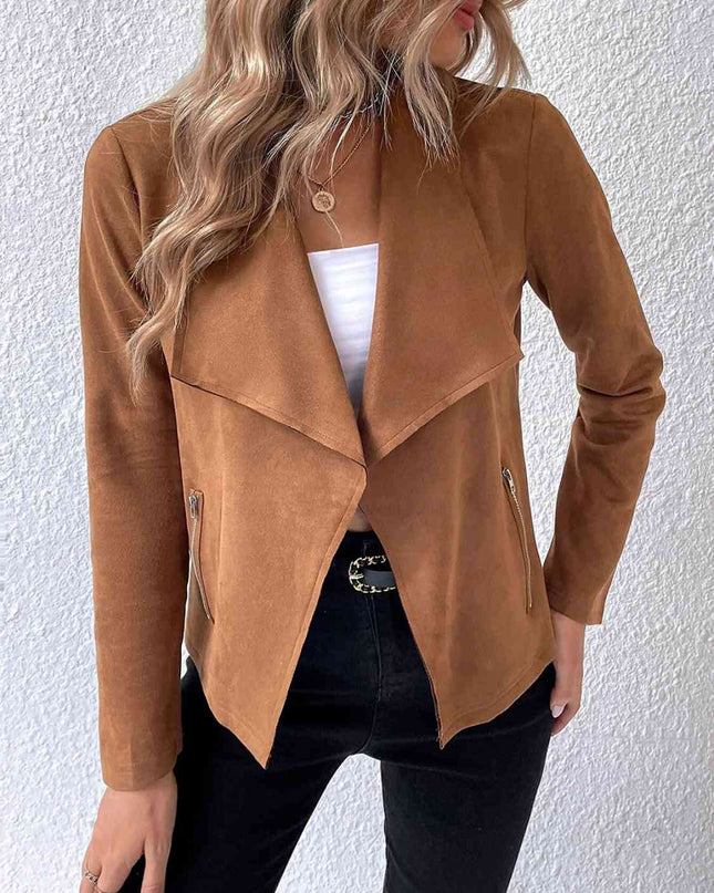 Collared Neck Long Sleeve Jacket