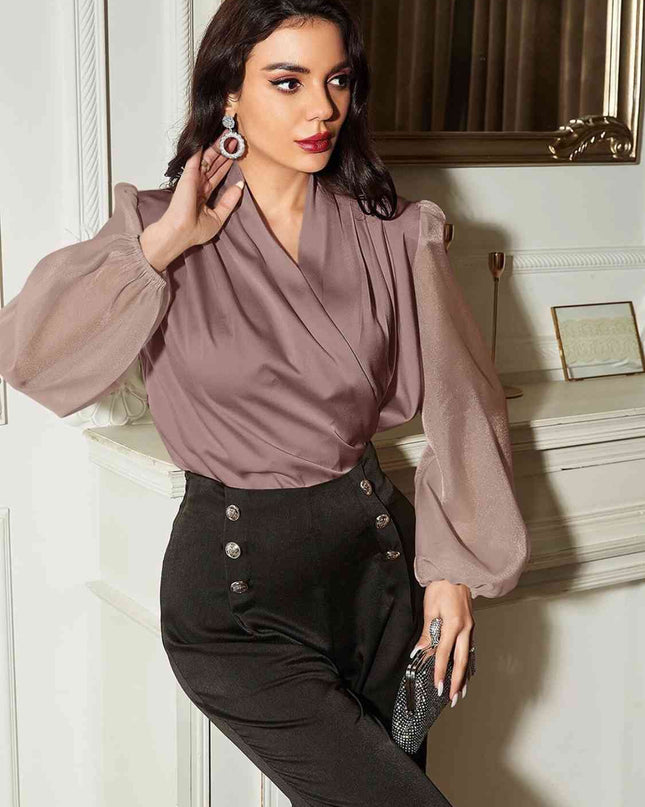 Pleated Detail Balloon Sleeve Blouse