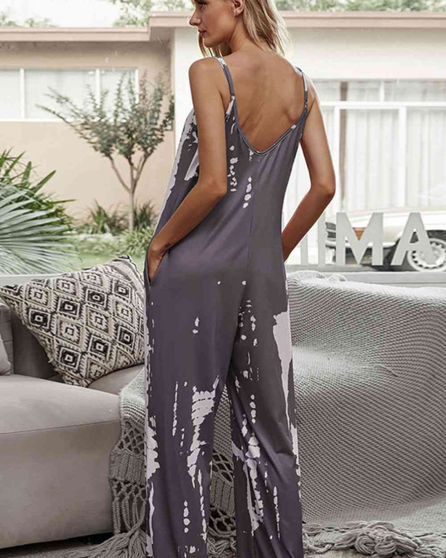 Tie-Dye Spaghetti Strap Jumpsuit with Pockets