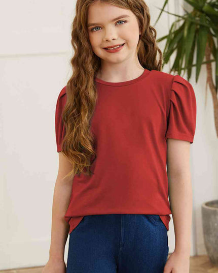 Round Neck Puff Sleeve T-Shirt