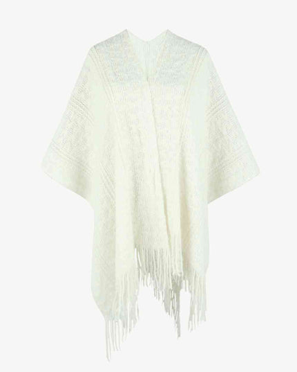 Open Front Fringe Hem Poncho