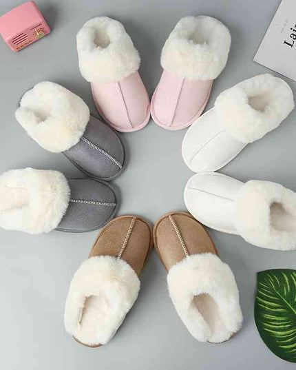 Faux Suede Center Seam Slippers