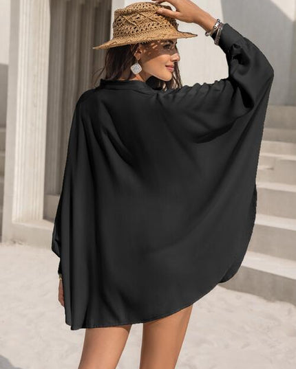Openwork Button Up Long Sleeve Shirt