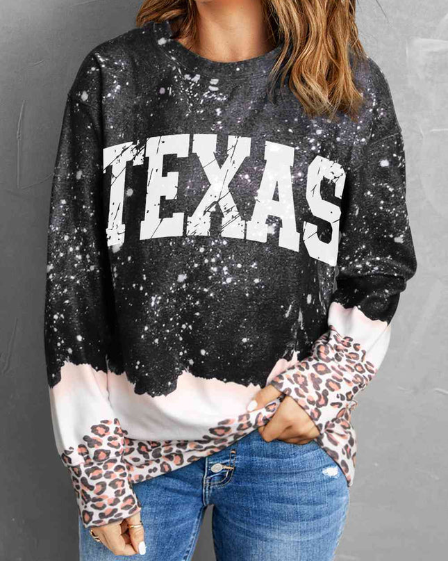 TEXAS Graphic Leopard Sweatshirt