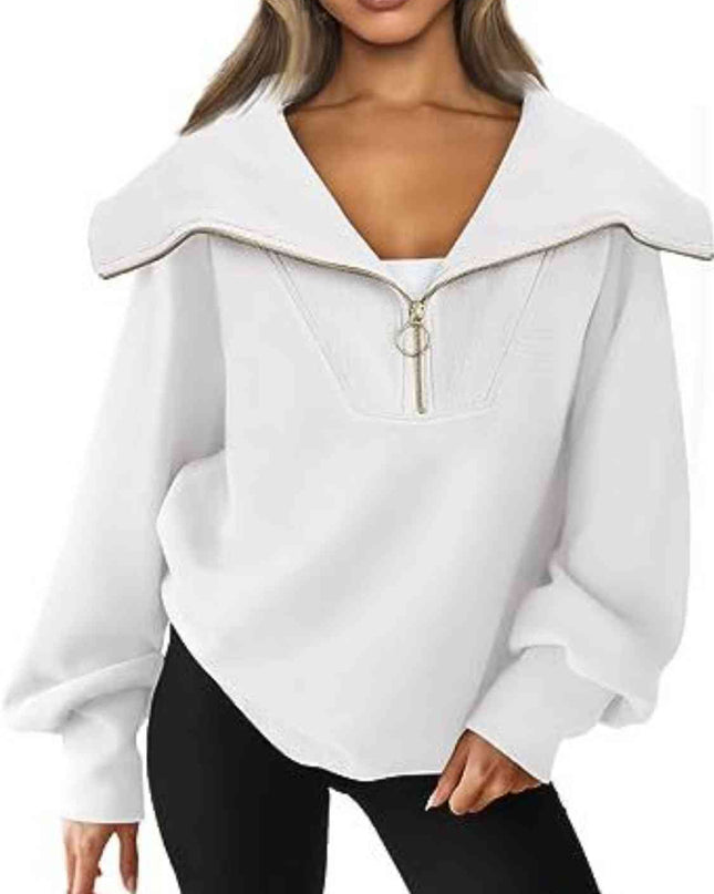 Half-Zip Lantern Sleeve Top