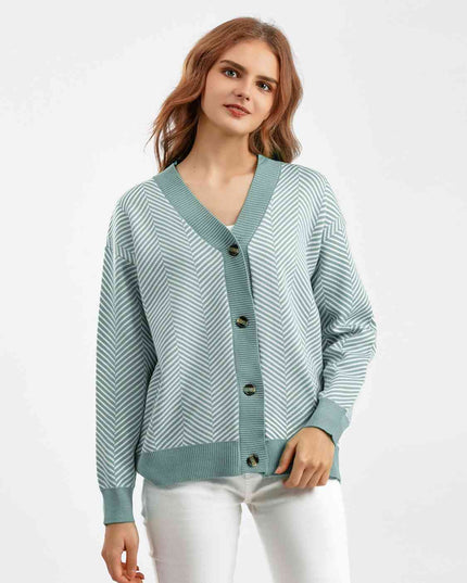 Button Down V-Neck Cardigan