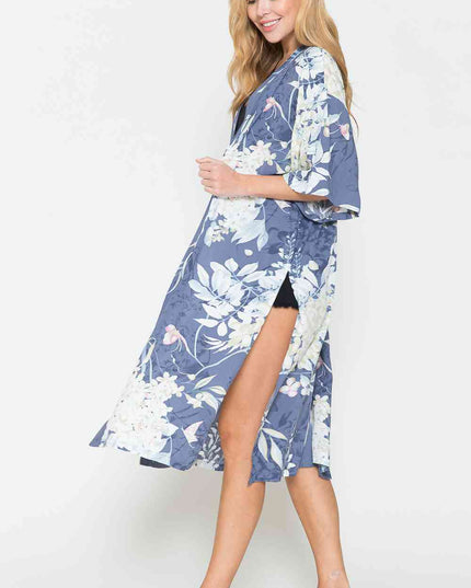 Justin Taylor Botanical Print Split Cover Up