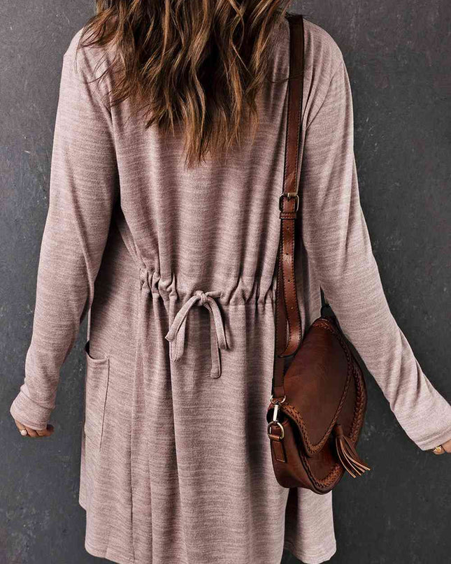 Long Sleeve Open Front Cardigan with Pocket