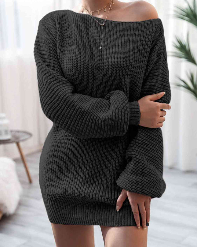 Rib-Knit Mini Sweater Dress