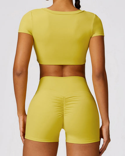 Scoop Neck Short Sleeve Cropped Active T-Shirt
