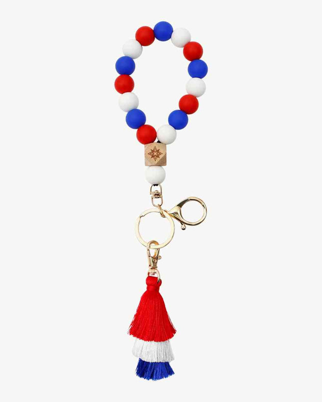 Contrast Tassel Silicone Bead Wristlet Key Chain