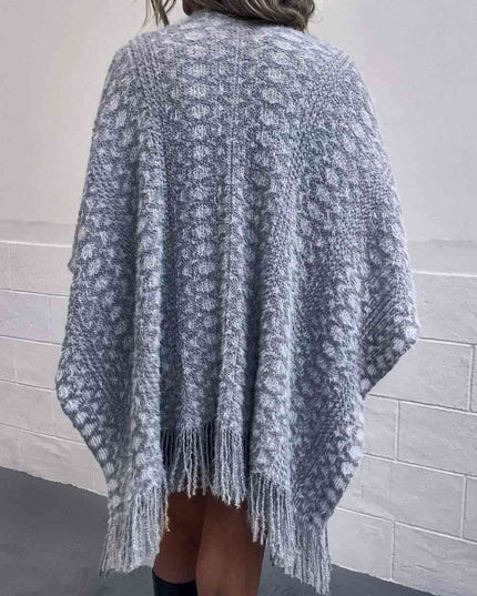 Open Front Fringe Hem Poncho