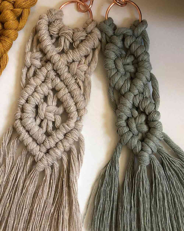 Assorted 4-Pack Macrame Fringe Keychain