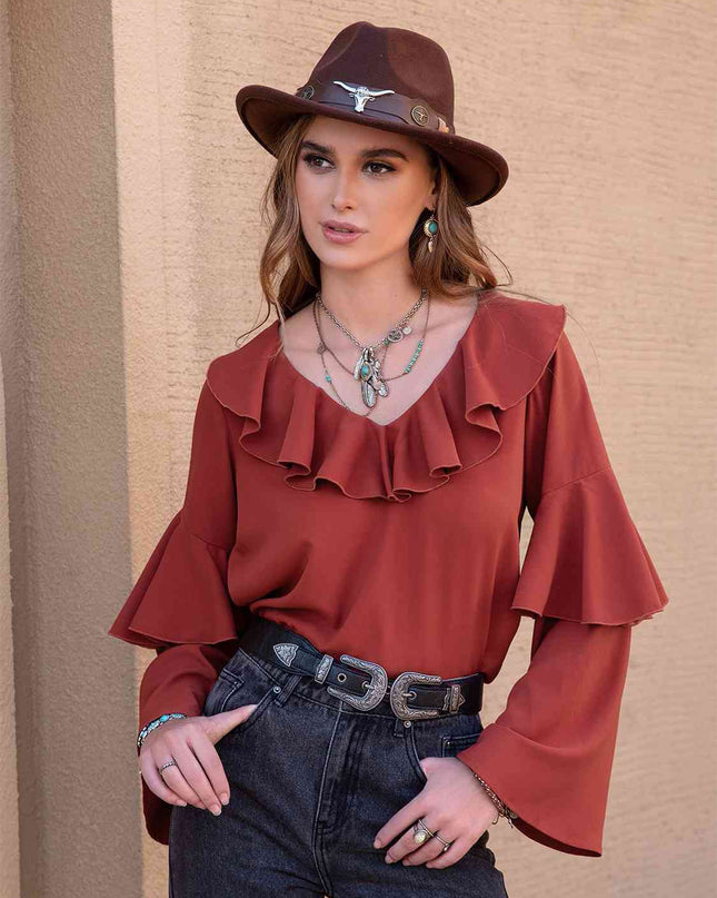 Statement Collar Long Sleeve Blouse