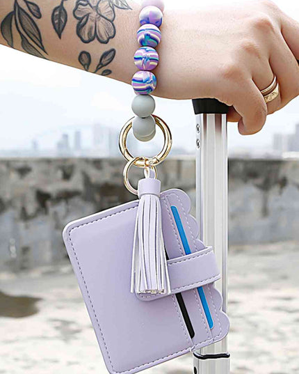 Beaded Tassel Keychain with Wallet