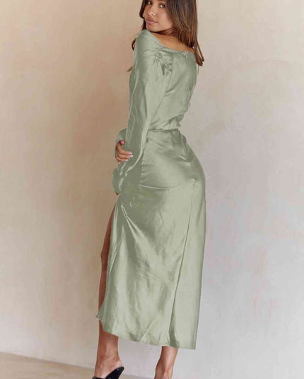 Cowl Neck Long Sleeve Maxi Dress