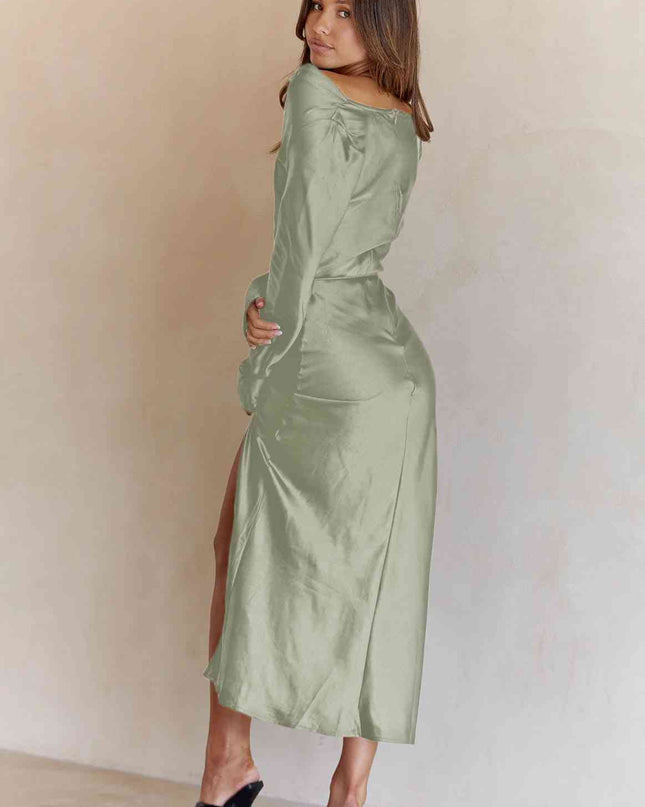 Cowl Neck Long Sleeve Maxi Dress