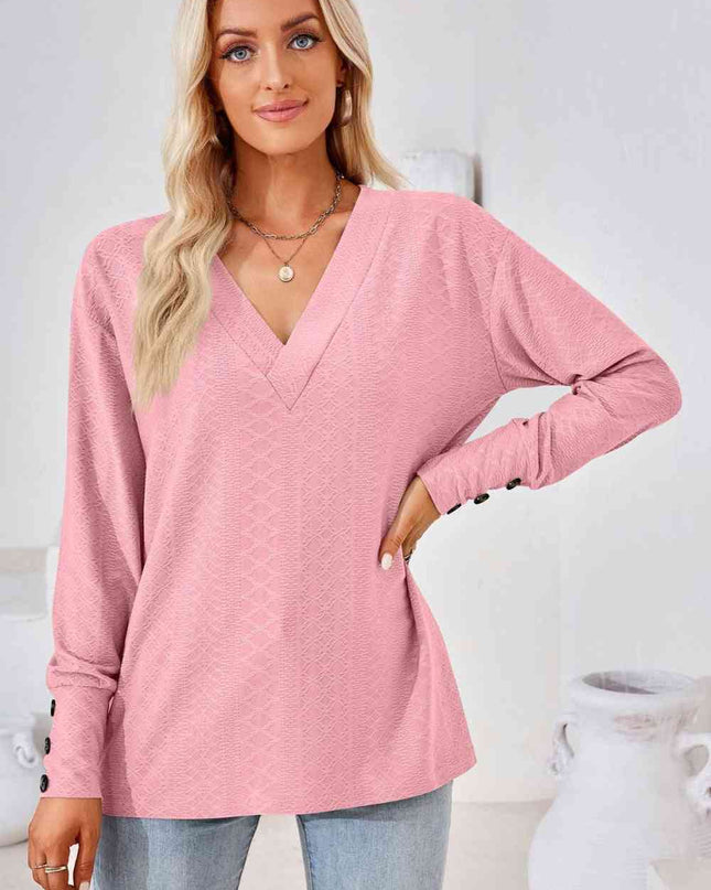 V-Neck Long Sleeve Blouse