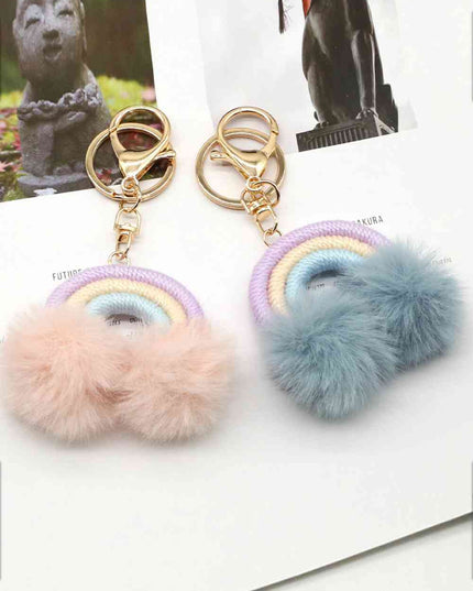 Assorted 4-Pack Rainbow Pom Pom Keychain