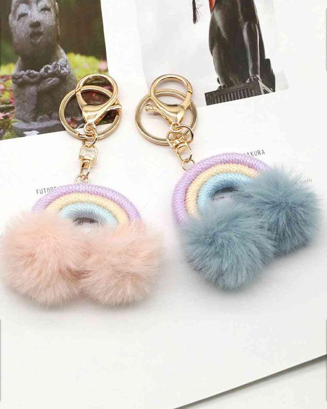 Assorted 4-Pack Rainbow Pom Pom Keychain